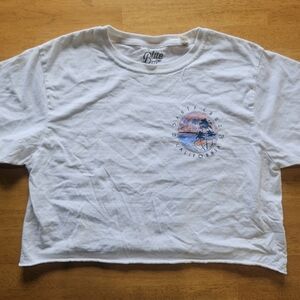 Blue 84 White Santa Cruz Crop Graphic Tee